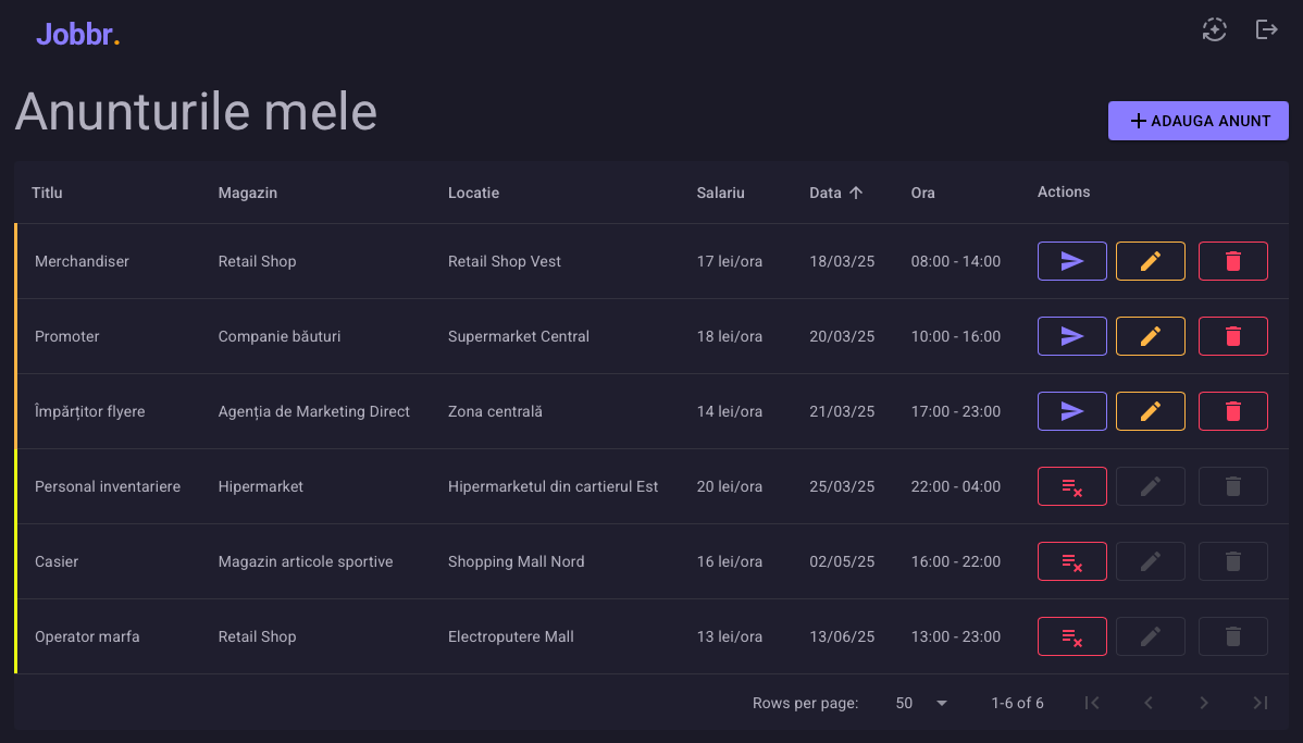 Aplicația Jobbr în acțiune